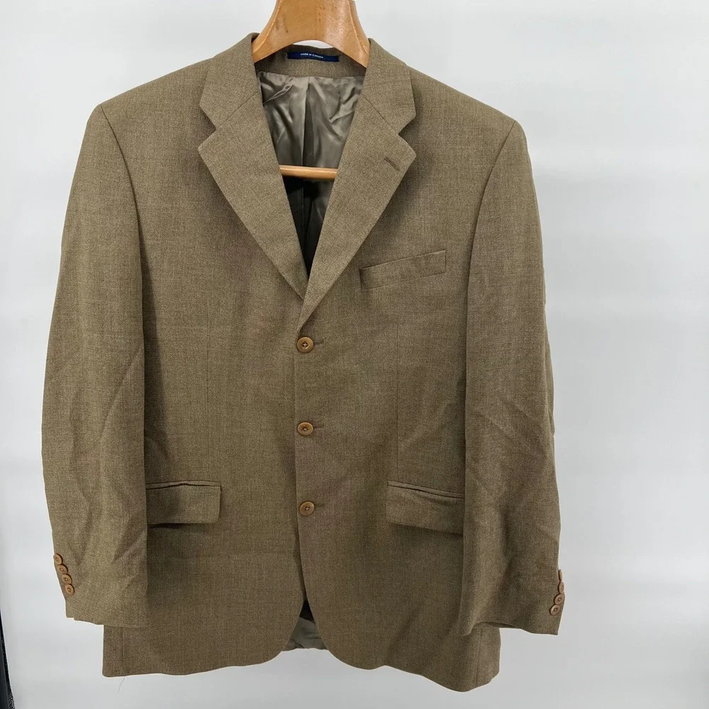 Vintage Chaps Ralph Lauren Wool Blazer Union Made Canada 42L Brown Sport Coat
